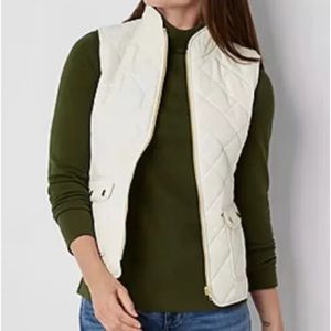 St.John’s Bay Quilted Puffer Vest S Off White